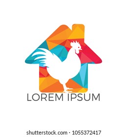 Rooster home vector logo design.