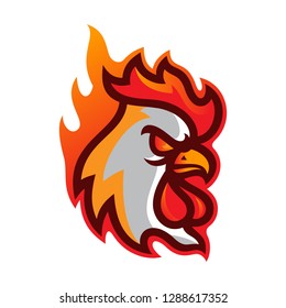 rooster hot chicken esport logo mascot template vector illustration