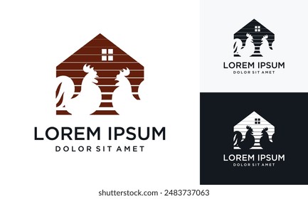Rooster house logo design template. rooster house vector logo icon	