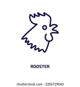 rooster icon from agriculture farming and gardening collection. Thin linear rooster, chicken, farm outline icon isolated on white background. Line vector rooster sign, symbol for web and mobile