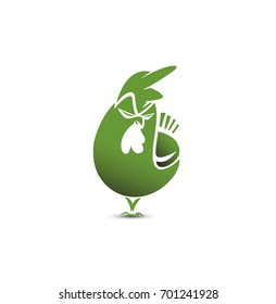 Rooster icon, chicken, cock, bird, non vegetarian sign, restaurant, white background, vector illustration