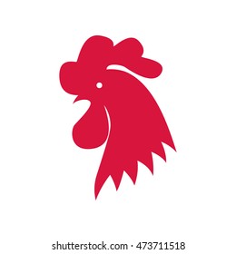 Rooster icon. Chicken illustration red color. Rooster logo vector. Chicken on white background.
