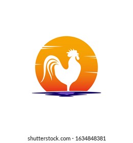 Rooster icon. Cock. Poultry. Farm fresh sign.