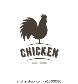 Rooster icon. Cock. Poultry. Farm fresh sign. Chicken Farm meat logo, badges, banners, emblem and design elements for food shop and restaurant. Vector illustration