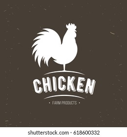 Rooster icon. Cock. Poultry. Farm fresh sign. Chicken Farm meat logo, badges, banners, emblem and design elements for food shop and restaurant. Vector illustration