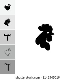 Rooster icon. collection of 6 rooster filled and outline icons such as weather vane. editable rooster icons for web and mobile.