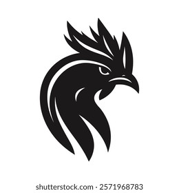 Rooster icon design. Silhouette cock head isolated on white background. Simple vector illustration.