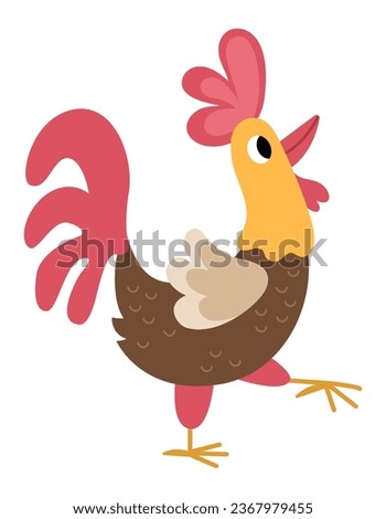Rooster icon. Domestic or farm bird vector illustration. Cute cockerel character icon isolated on white background. French symbol picture
