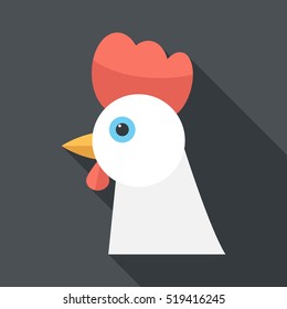 Rooster icon . Flat design style modern vector illustration. Isolated on stylish color background. Flat long shadow icon. Elements in flat design.