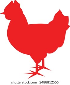 Rooster icon in flat style. Chicken illustration on white isolated background. Hen business concept. red hen silhouette illustration design element