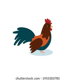 rooster icon flat style on white background eps 10