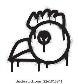 Rooster icon graffiti with black spray paint