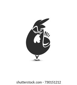 Rooster icon hand drawn on white background, cock, hen, bird, vector illustration