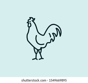Rooster icon line isolated on clean background. Rooster icon concept drawing icon line in modern style. Vector illustration for your web mobile logo app UI design.