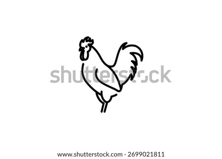 rooster icon line isolated on white background. Rooster symbol concept drawing icon line in modern style. Vector illustration for your web mobile logo app UI design.