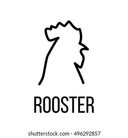 Rooster icon or logo in modern line style. High quality black outline pictogram for web site design and mobile apps. Vector illustration on a white background. 