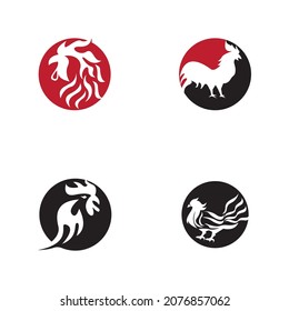 Rooster icon and symbol template illustration
