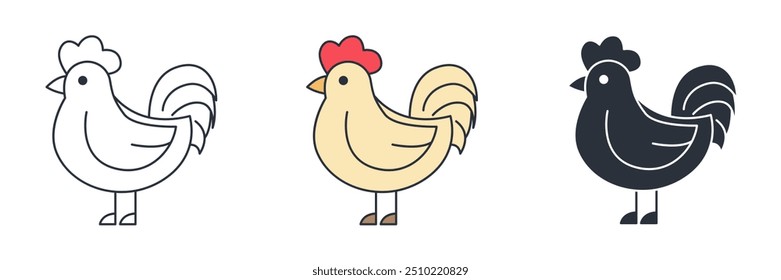 Rooster icon symbol vector illustration isolated on white background