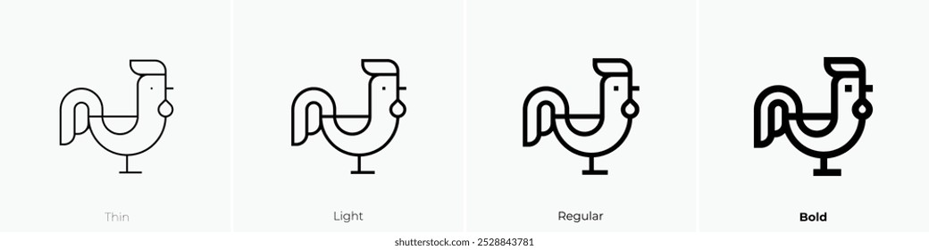 rooster icon. Thin, Light Regular And Bold style design isolated on white background