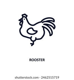 rooster icon. Thin line rooster icon from agriculture and farm collection. Outline vector isolated on white background. Editable rooster symbol can be used web and mobile