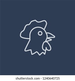 Rooster icon. Trendy flat vector line Rooster icon on dark blue background from animals  collection. 