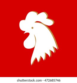 Rooster icon. Vector illustration on red background