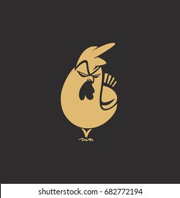 Rooster icon, vector illustration on black background, 