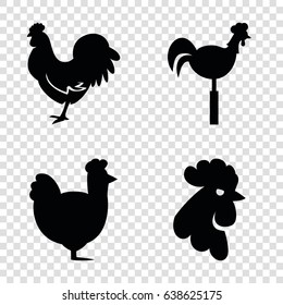 Rooster icons set. set of 4 rooster filled icons such as rooster, chicken