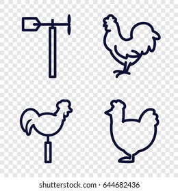 Rooster icons set. set of 4 rooster outline icons such as chicken
