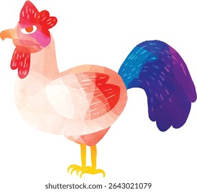 Rooster Illustration in Abstract and Artsy Style
