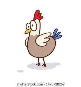 Rooster illustration. Cock cartoon illustration. Cock icon. Cartoon style. Rooster cartoon icon. Vector illustration. Cartoon logo. Animal avatar. Bird avatar.