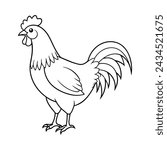 Rooster illustration coloring page for kids