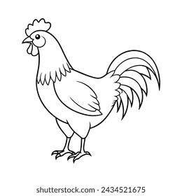 Página para colorear de ilustración de gallo para niños