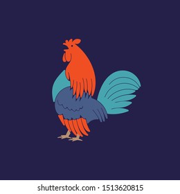 Rooster illustration design on dark background. can be used as symbols, brand identity, company logo, education icons, or others. Color and text can be changed according to your need.