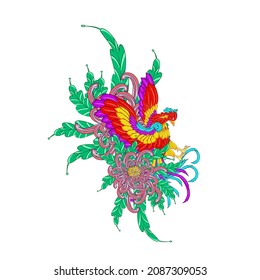rooster illustration design for sukajan is mean japan traditional cloth or t-shirt with digital hand drawn Embroidery Men T-shirts Summer Casual Short Sleeve Hip Hop T Shirt Streetwear