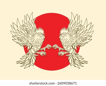 rooster illustration with japanese style for kaijune event