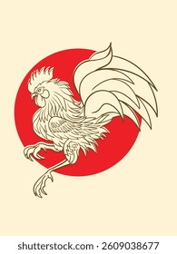 rooster illustration with japanese style for kaijune event