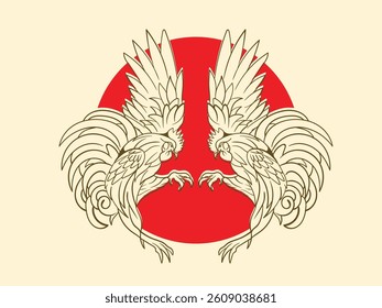 rooster illustration with japanese style for kaijune event