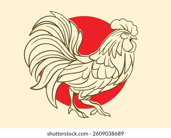 rooster illustration with japanese style for kaijune event