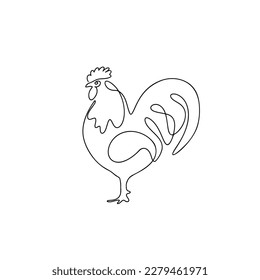 Rooster illustration in line art style isolated on white