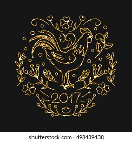 Rooster Illustration Seamless Pattern.