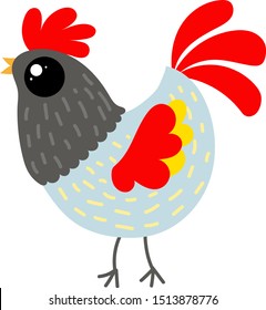 Rooster, illustration, vector on white background.