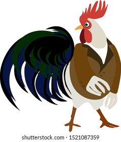 Rooster, illustration, vector on white background.