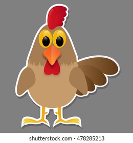 Rooster isolated on grey background. Vector illustration.