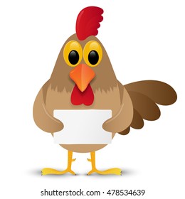 Rooster isolated on white background with place for you text. Vector illustration.