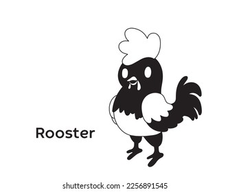 Roster einzeln auf weißem Hintergrund, Vektorgrafik 