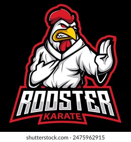 rooster karate mascot logo concept