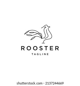 Rooster leaf line logo icon design template flat vector