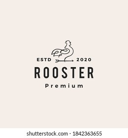 Rooster Line Arrow Hipster Vintage Logo Vector Icon Illustration