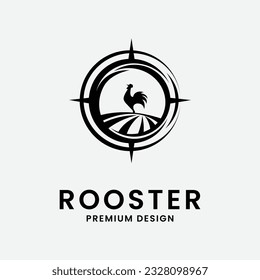 rooster line art design logo illustration icon